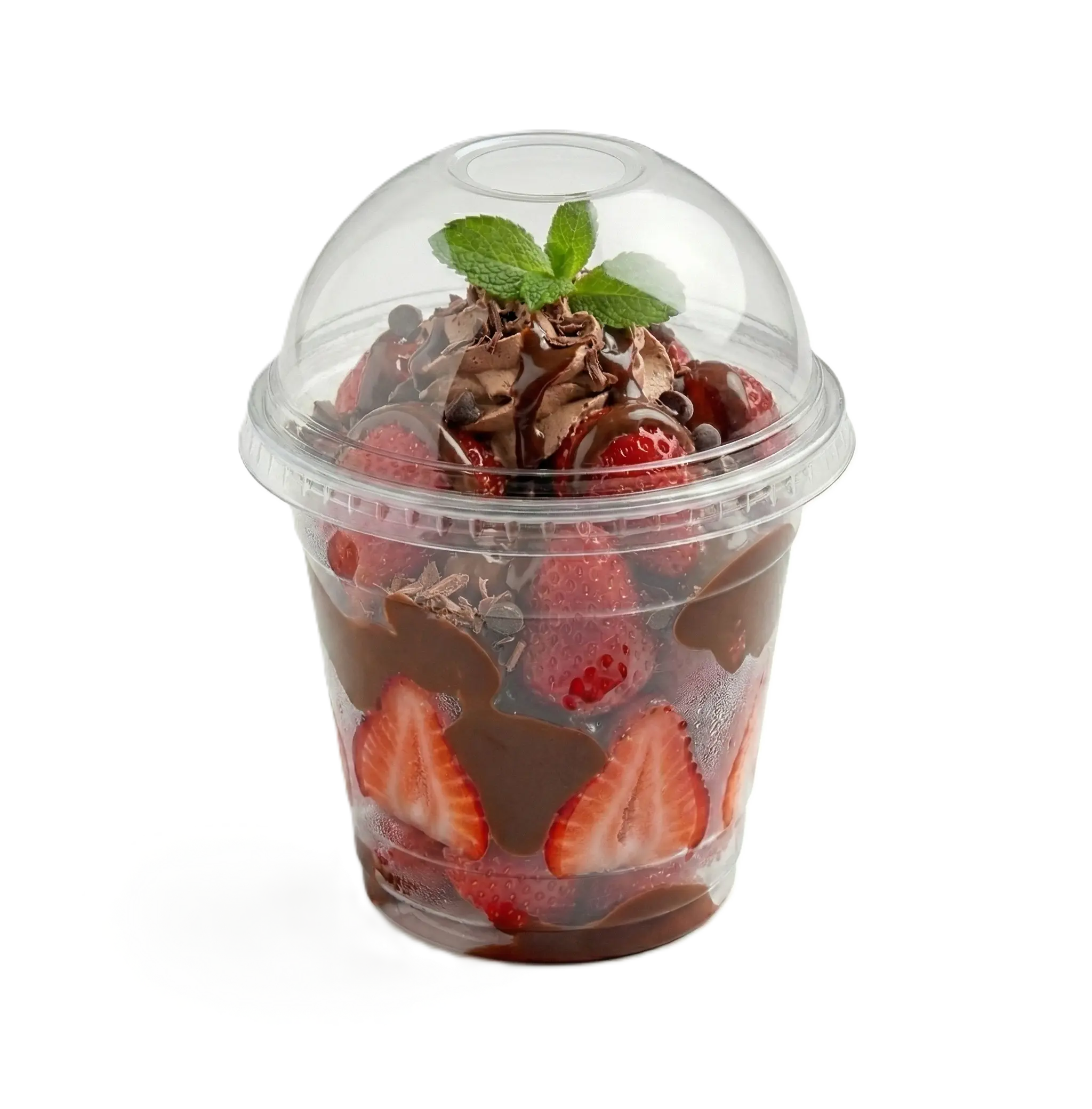 Fresas con chocolate en vaso