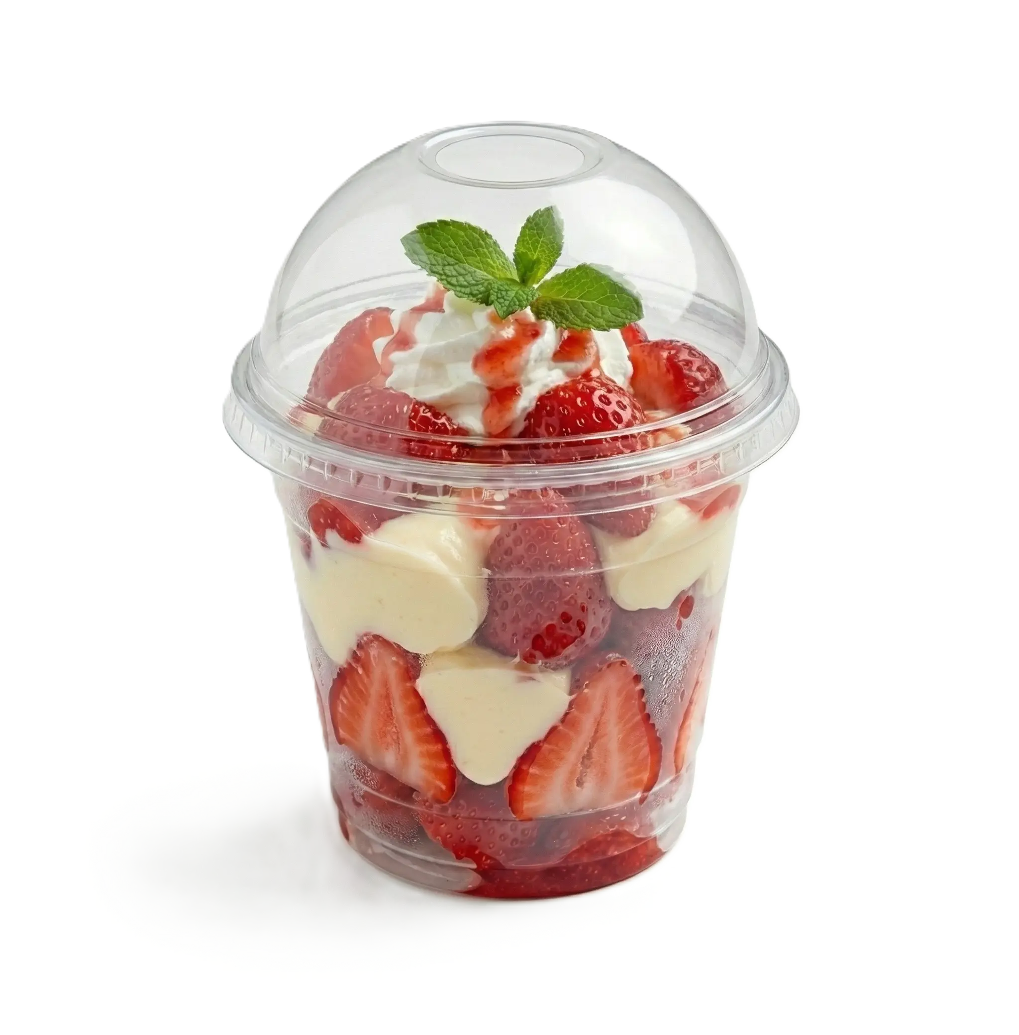 Fresas con crema en vaso